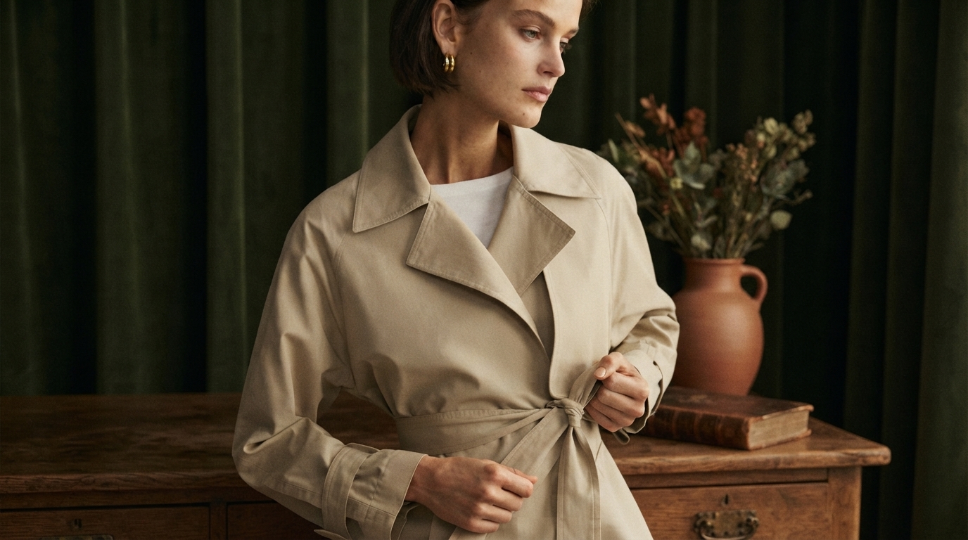 Editorial illustration for Why the Trench Coat Looks the Way It Does: A Military Blueprint That Became Fashion